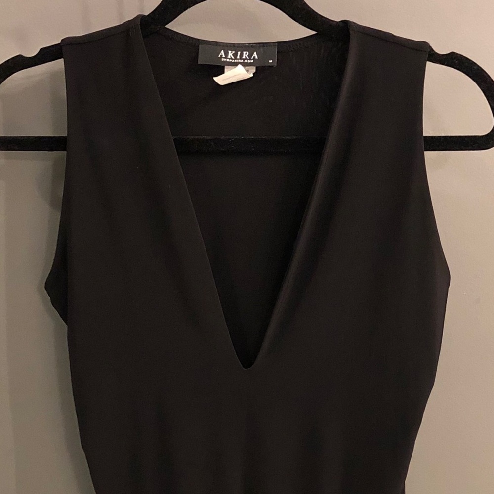 AKIRA Black V neck body suite